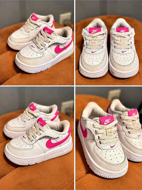 Nike Force 1 Low Toddler White & Pink Sneakers